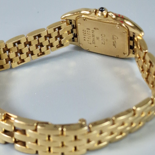 181 - Cartier Panthere 18ct gold ladies' square shaped bracelet wristwatch, the face with Roman numerals a... 