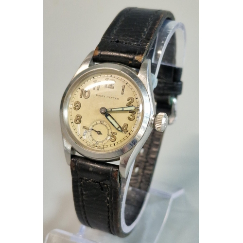 183 - Vintage Rolex Oyster boys' steel wristwatch, having Arabic numerals and seconds dial, screw down cro... 