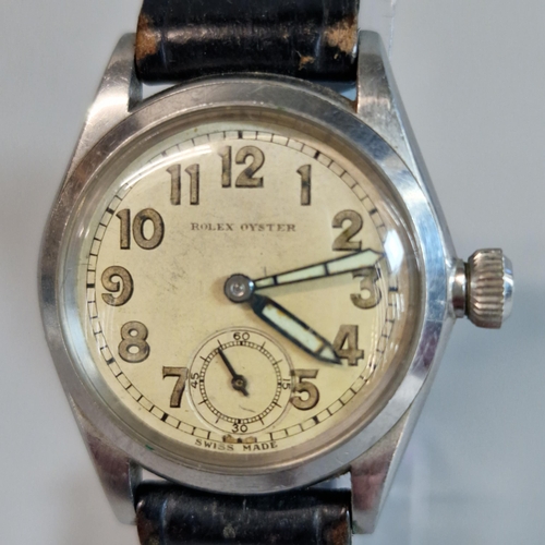 183 - Vintage Rolex Oyster boys' steel wristwatch, having Arabic numerals and seconds dial, screw down cro... 