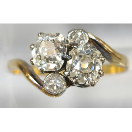 190 - 18ct gold brilliant round cut four stone diamond cluster ring. 2.7g approx. Size Q. (B.P. 21% + VAT)