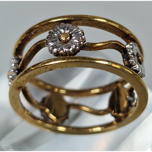 197 - 9ct yellow and white gold 'Daisy Chain' ring in Clogau gold box. 4.6g approx. Size M1/2. (B.P. 21% +... 