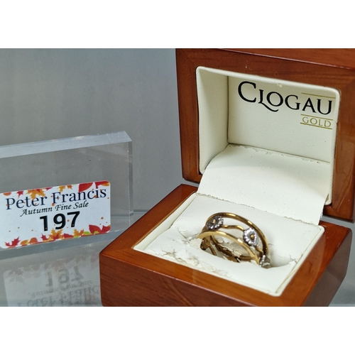 197 - 9ct yellow and white gold 'Daisy Chain' ring in Clogau gold box. 4.6g approx. Size M1/2. (B.P. 21% +... 