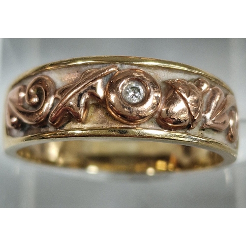 198 - Clogau gold, 9ct gold Oak celebration 'Dathlu' diamond ring, in Clogau gold box. 4.4g approx. Size O... 