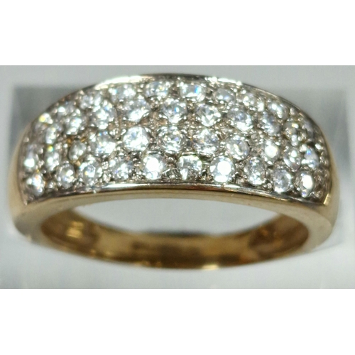 201 - 9ct gold and diamond multi-cluster ring. 4.5g approx. Size P. (B.P. 21% + VAT)