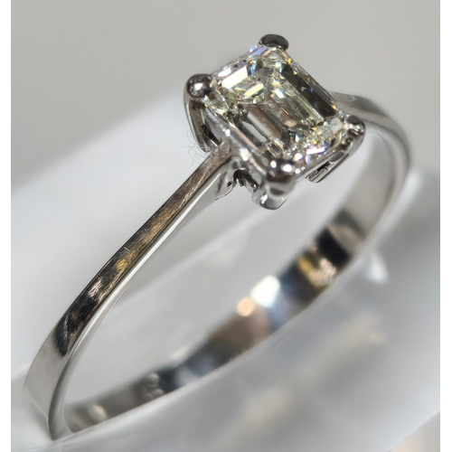 217 - 18ct white gold diamond solitaire ring, measuring 0.54 carats approx. 2.2g approx. Size P. (B.P. 21%... 