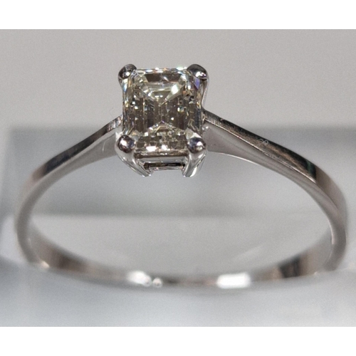 217 - 18ct white gold diamond solitaire ring, measuring 0.54 carats approx. 2.2g approx. Size P. (B.P. 21%... 