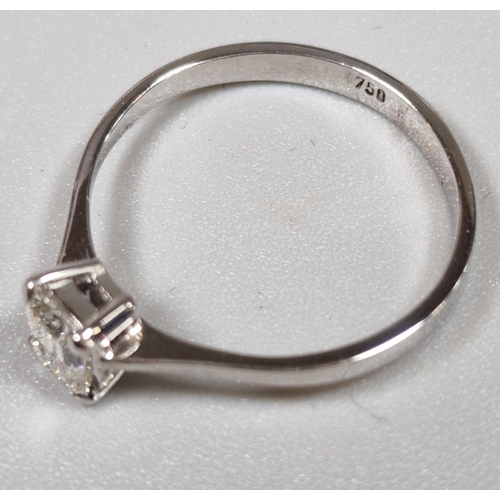 217 - 18ct white gold diamond solitaire ring, measuring 0.54 carats approx. 2.2g approx. Size P. (B.P. 21%... 