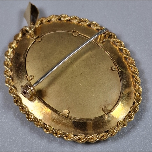 220 - Late 19th early 20th century diamond portrait brooch and pendant, the 18ct gold rope twist frame wit... 