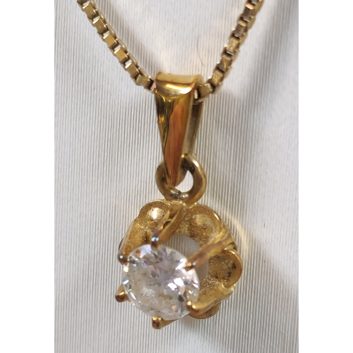 231 - 14ct gold chain with diamond pendant. 3.1g approx. Together with pair of 18ct white gold diamond ear... 