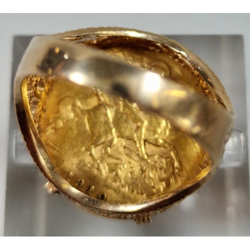 260 - George V gold half sovereign ring, dated 1910. 7.3g approx. Size O1/2. (B.P. 21% + VAT)