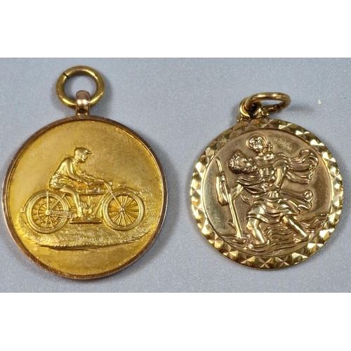 281 - 9ct gold sporting presentation medallion 'For Rhondda Motor Club Second Reliability Trial, J Owen 19... 