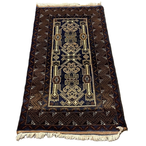 315 - Hand woven Afghan Beluchi nomadic rug. 160x85cm approx.  (B.P. 21% + VAT)