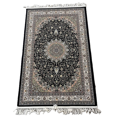 329 - Deep ground full pile fine woven Iranian rug, with medallion design. 155x99cm approx. (B.P. 21% + VA... 