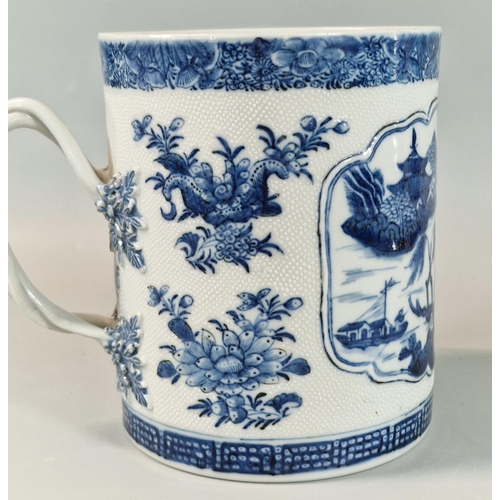 52 - 19th century Chinese export porcelain large straight sided cider mug/tankard, overall decorated with... 