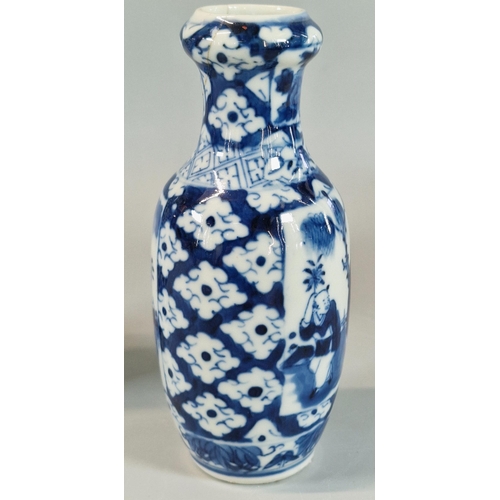 56 - 19th century Chinese Export porcelain blue and white baluster shaped cup mouthed vase, decorated wit... 