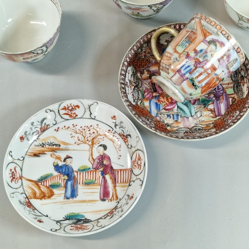 84 - Group of Qianlong Chinese Export porcelain 'Mandarin' pallet items to include: coffee cup and saucer... 