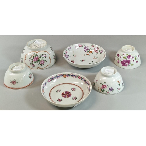 85 - Group of Chinese Export porcelain Meissen 'Famille Rose' design items to include: two tea bowls with... 