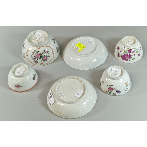 85 - Group of Chinese Export porcelain Meissen 'Famille Rose' design items to include: two tea bowls with... 