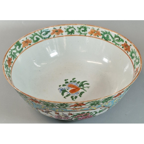 88 - Late Qing Chinese Export Porcelain Canton 'Famille Rose' design bowl, internally decorated with cent... 