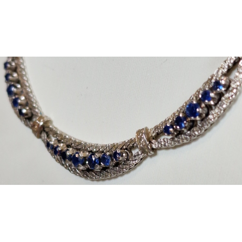 236 - 18ct white gold diamond and sapphire choker necklace, together with a matching 18ct white gold diamo... 