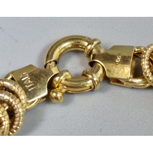 245 - 9ct gold bracelet having repeating hoop designs, marked Italy 375. 7.7g approx. (B.P. 21% + VAT)