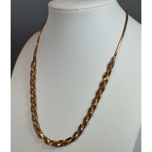 247 - 9ct gold weave design necklace. 41cm long approx. 12g approx. (B.P. 21% + VAT)