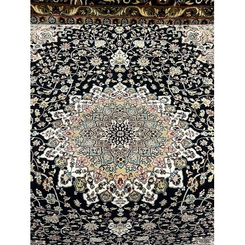 329 - Deep ground full pile fine woven Iranian rug, with medallion design. 155x99cm approx. (B.P. 21% + VA... 