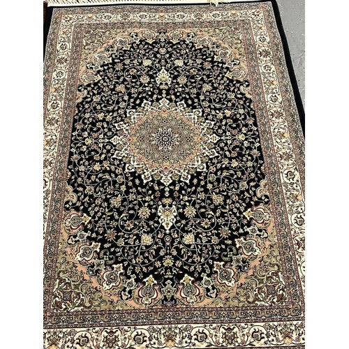 329 - Deep ground full pile fine woven Iranian rug, with medallion design. 155x99cm approx. (B.P. 21% + VA... 