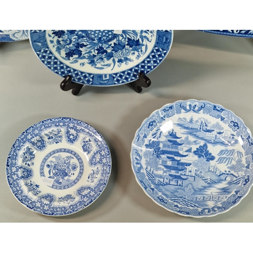 97 - 19th century blue and white pottery platter, believed by J & R Riley and transfer printed in blue an... 