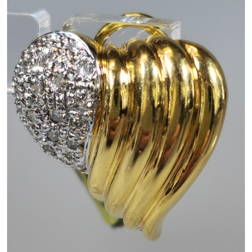 225 - Pair of 18ct gold heart shaped diamond earrings. Marked 750 18K. 12.4g approx. (B.P. 21% + VAT)