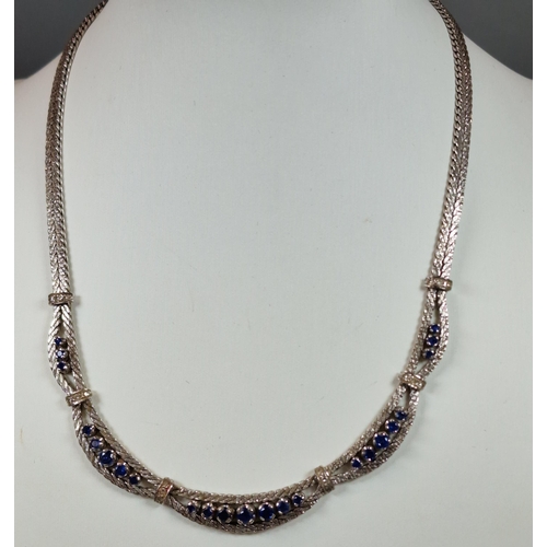 236 - 18ct white gold diamond and sapphire choker necklace, together with a matching 18ct white gold diamo... 