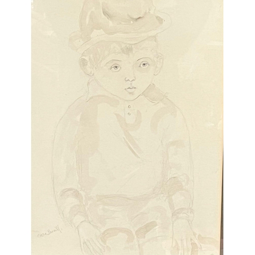 18 - Vera Bassett (Welsh, Pontardulais, 1922-1997), portrait of a young boy, signed. Pencil and wash. 52x... 