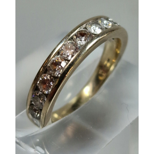 329 - 18ct white gold ten stone round brilliant cut diamond half eternity ring. 3.9g approx. Size K1/2.  (... 