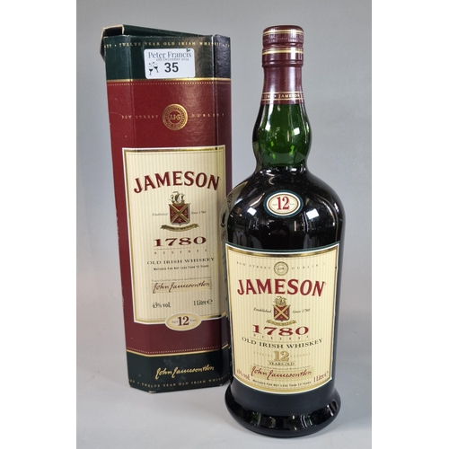 35 - Bottle of Jameson 1780 Reserve Old Irish Whiskey, age 12 years. 1Litre, in original box. (B.P. 21% +... 