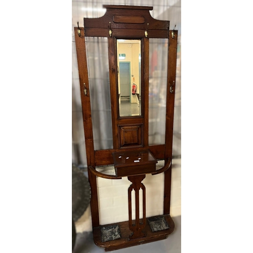 656 - Early 20th century mahogany mirror backed hall stand. 76cm wide approx. (B.P. 21% + VAT)