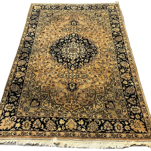 662 - Vintage Kashani floral and foliate peach and cream ground carpet. 200x130cm approx. (B.P. 21% + VAT)