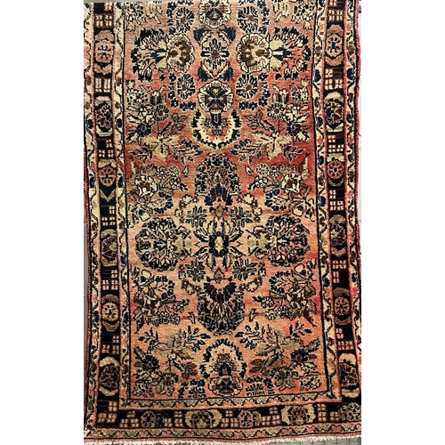 668 - Washed red ground hand woven Persian Hamadan Village runner. 289x96cm approx.  (B.P. 21% + VAT)