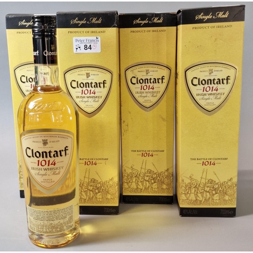 84 - Four bottles of Clontaf 1014 Irish single malt Whiskey, To celebrate the Battle of Clontaf 1014. all... 