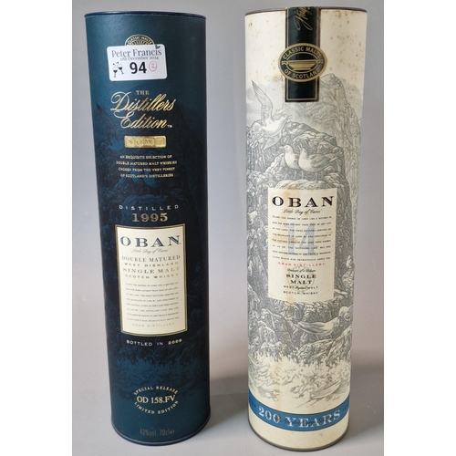 94 - Bottle of Oban 'Little Bay of Caves' single malt Scotch Whisky, age 14 years. Together with another ... 