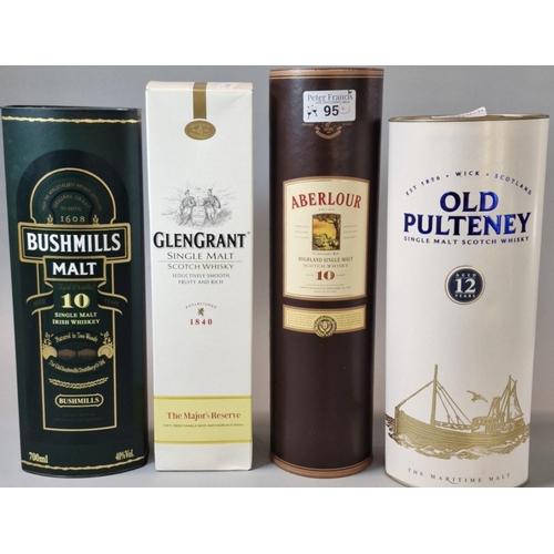 95 - Collection of Whisky to include: Glen Grant single malt Scotch Whisky, Abelour 10 years old, Bushmil... 