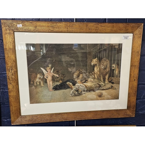 113 - A Wallace, group of circus animals with a fairy, signed and dated 1905. Watercolours. 32x50cm approx... 