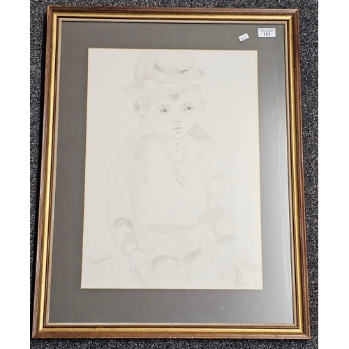 121 - Vera Bassett (Welsh, Pontardulais, 1922-1997), portrait of a young boy, signed. Pencil and wash. 52x... 