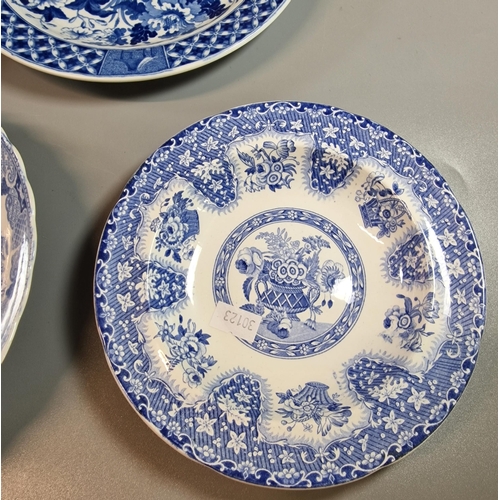 19 - 19th century blue and white pottery platter, believed by J & R Riley and transfer printed in blue an... 