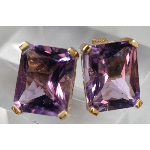 230 - Two pairs of 9ct gold purple and blue stone earrings together with a pair 9ct white gold blue and cl... 