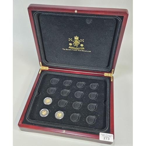 273 - Cased collection of the World's Finest Gold Miniatures: Henry VIII, Queen Elizabeth II and another. ... 