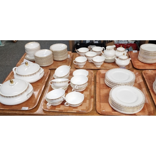 296 - Nine trays of Royal Doulton English fine bone china 'Gold Lace' HN4989, tea, dinner and coffee ware ... 