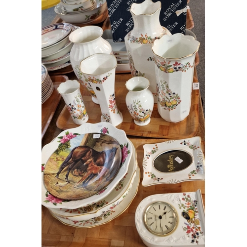 314 - Four trays of mainly Aynsley 'Somerset' design items to include: various vases, picture frame, mante... 