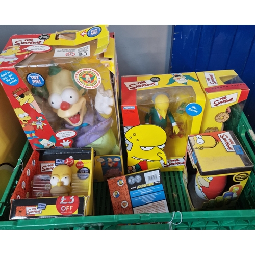 402 - Two crates of the Simpsons toys to include: The Homer Polar Lights, Homer Simpson, Mr Burns, Krusty ... 