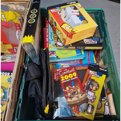 407 - Two boxes of The Simpsons items to include: travel wallet and pen set, pocket diaries, Paint Your Ow... 