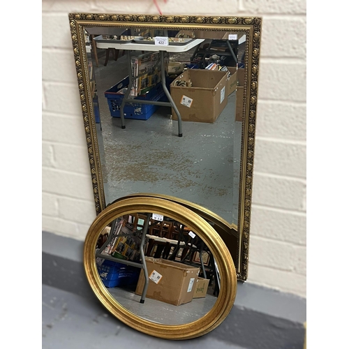 422 - Collection of five gilt framed mirrors, some with foliate designs. (5)  (B.P. 21% + VAT)